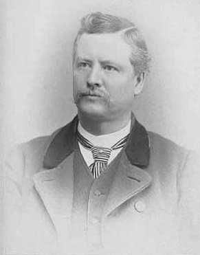 Mayor of Minneapolis in 1890, Albert Ames is shown from the chest up in a black and white photo.